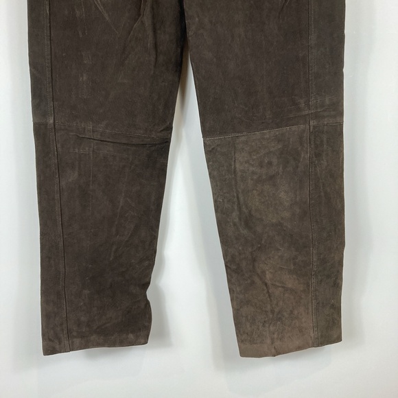 Bagatelle Brown Nubuck Leather Straight Leg Pants High Waisted Womens Size 8 - Picture 8 of 8